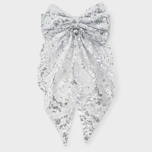 Silver Sequin Disco Ball Hair Bow